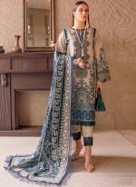 Pure Cotton Cream Sky Blue Eid Wear Digital Printed Pakistani Suit